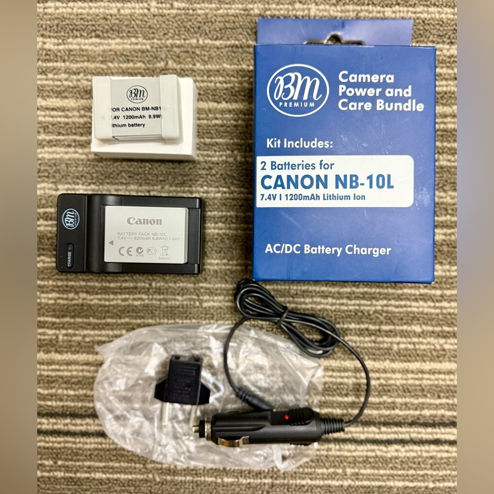 BM Camera Power Care Bundle Canon NB-10L AC/DC Battery Chargerger Lithium Ion